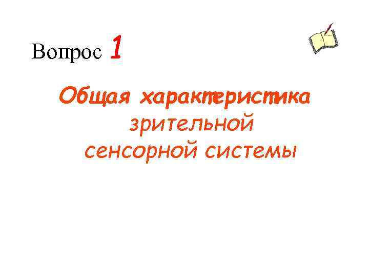 Вопрос 1 Общая характеристика зрительной сенсорной системы 