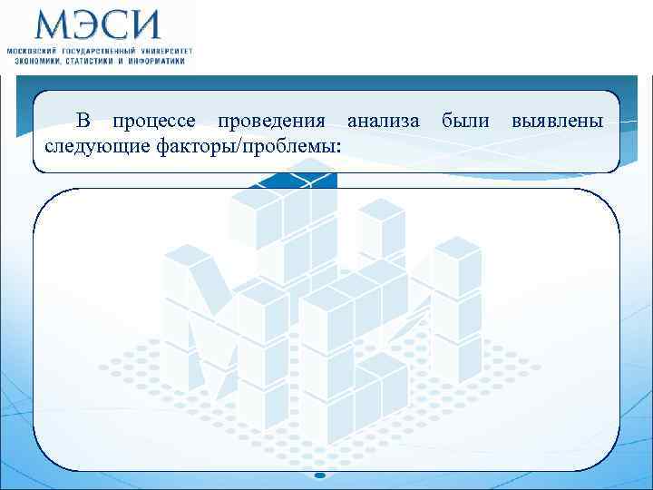 В процессе проведения анализа следующие факторы/проблемы: 7 были выявлены 