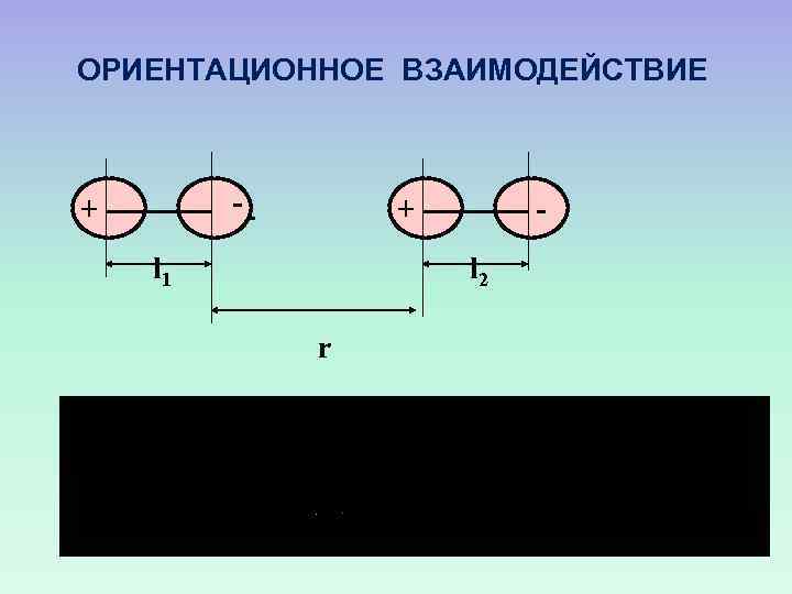 ОРИЕНТАЦИОННОЕ ВЗАИМОДЕЙСТВИЕ -- + + l 1 l 2 r 