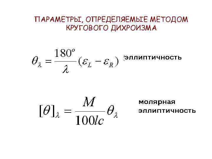 ПАРАМЕТРЫ, ОПРЕДЕЛЯЕМЫЕ МЕТОДОМ КРУГОВОГО ДИХРОИЗМА 