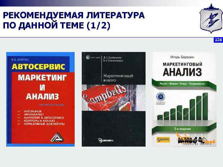 РЕКОМЕНДУЕМАЯ ЛИТЕРАТУРА ПО ДАННОЙ ТЕМЕ (1/2) 128 