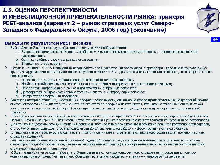 1. 5. ОЦЕНКА ПЕРСПЕКТИВНОСТИ И ИНВЕСТИЦИОННОЙ ПРИВЛЕКАТЕЛЬНОСТИ РЫНКА: примеры PEST анализа (вариант 2 –