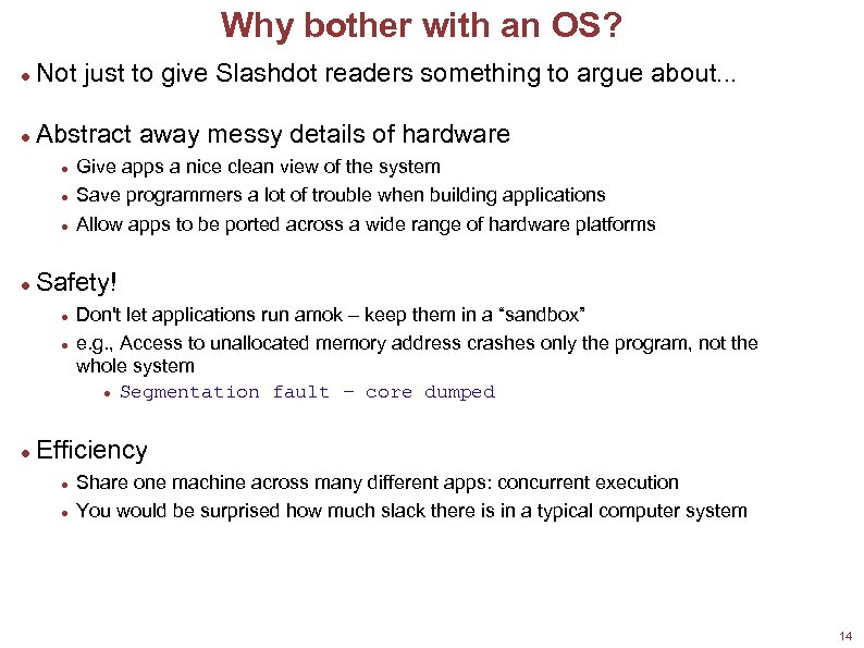 Why bother with an OS? Not just to give Slashdot readers something to argue