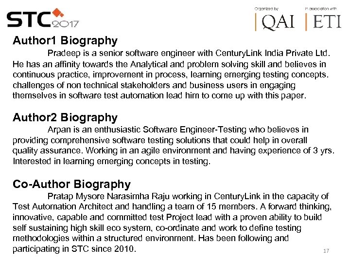 Author 1 Biography Pradeep is a senior software engineer with Century. Link India Private