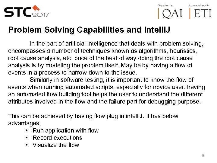 Problem Solving Capabilities and Intelli. J In the part of artificial intelligence that deals