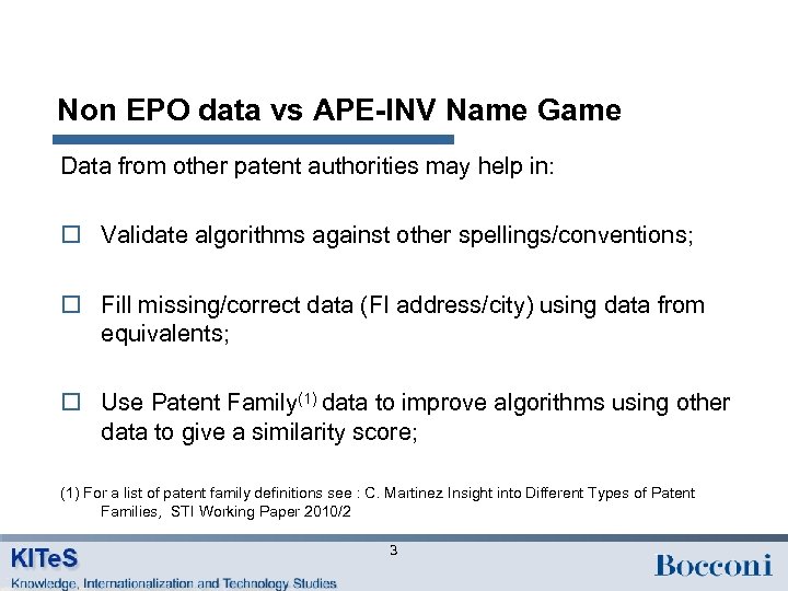 Non EPO data vs APE-INV Name Game Data from other patent authorities may help