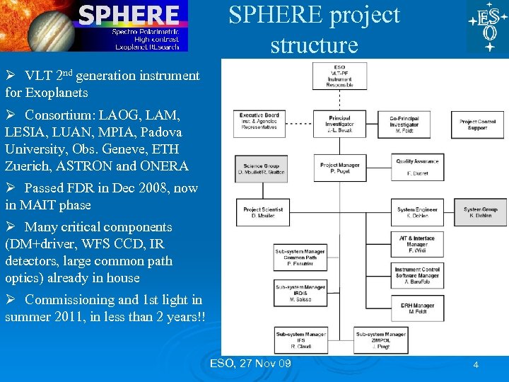 SPHERE project structure Ø VLT 2 nd generation instrument for Exoplanets Ø Consortium: LAOG,