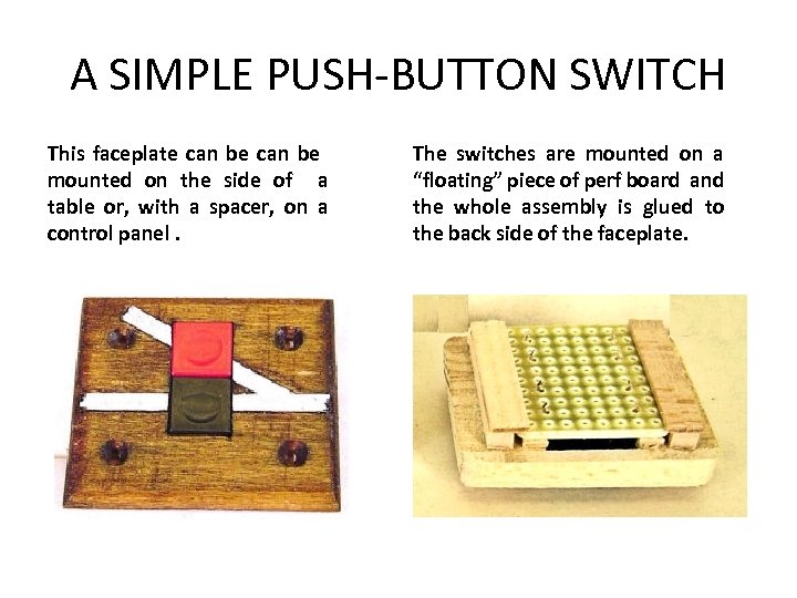 A SIMPLE PUSH-BUTTON SWITCH This faceplate can be mounted on the side of a