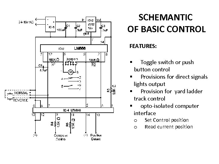 SCHEMANTIC OF BASIC CONTROL FEATURES: Toggle switch or push button control § Provisions for