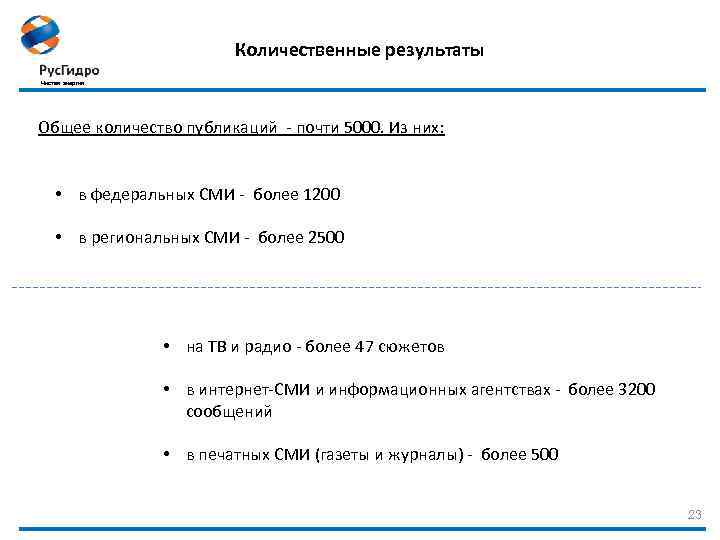 Количественные результаты Чистая энергия Общее количество публикаций - почти 5000. Из них: • в