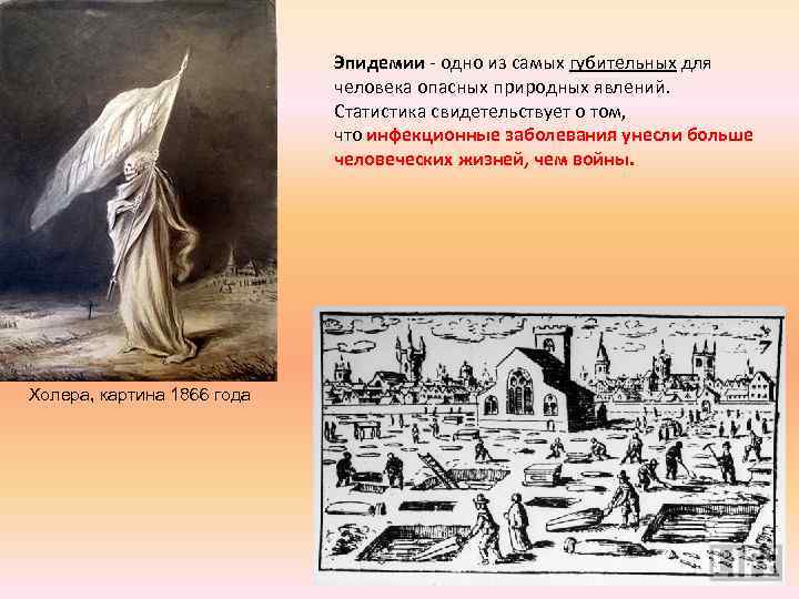 Эпидемии - одно из самых губительных для человека опасных природных явлений. Статистика свидетельствует о