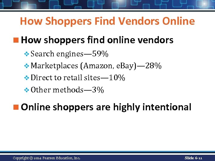 How Shoppers Find Vendors Online n How shoppers find online vendors v Search engines—