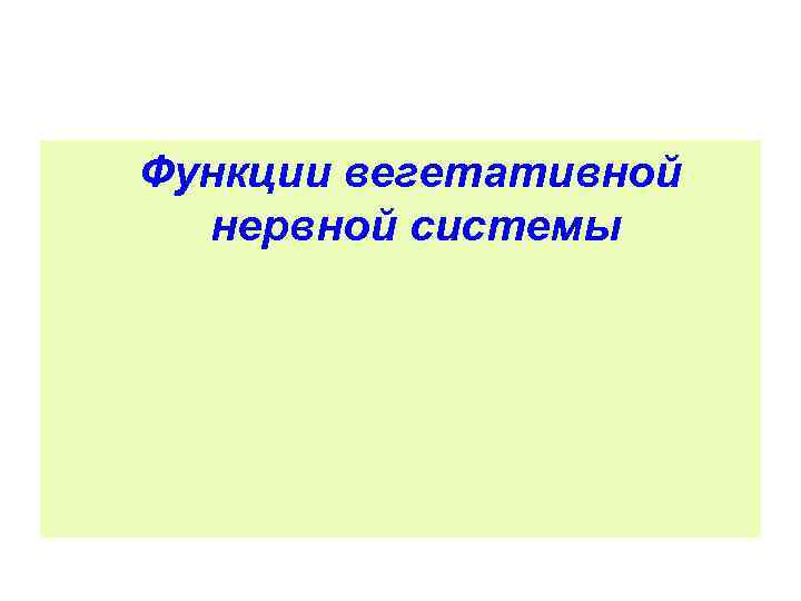 Функции вегетативной нервной системы 