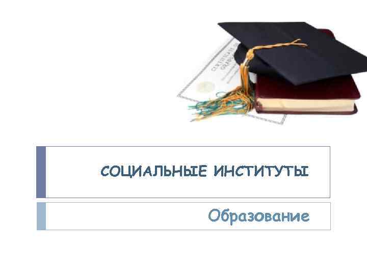 СОЦИАЛЬНЫЕ ИНСТИТУТЫ Образование 
