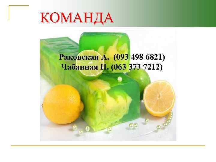 КОМАНДА Раковская А. (093 498 6821) Чабанная Н. (063 373 7212) 