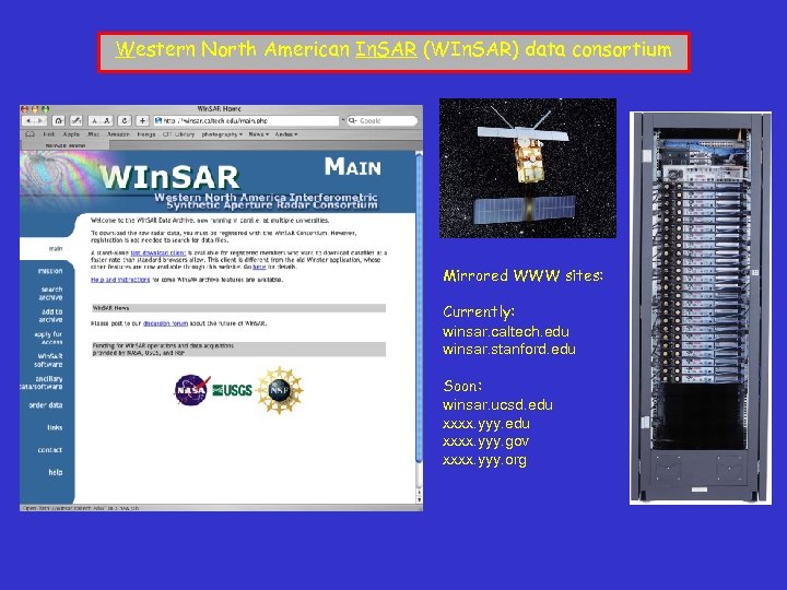 Western North American In. SAR (WIn. SAR) data consortium Mirrored WWW sites: Currently: winsar.