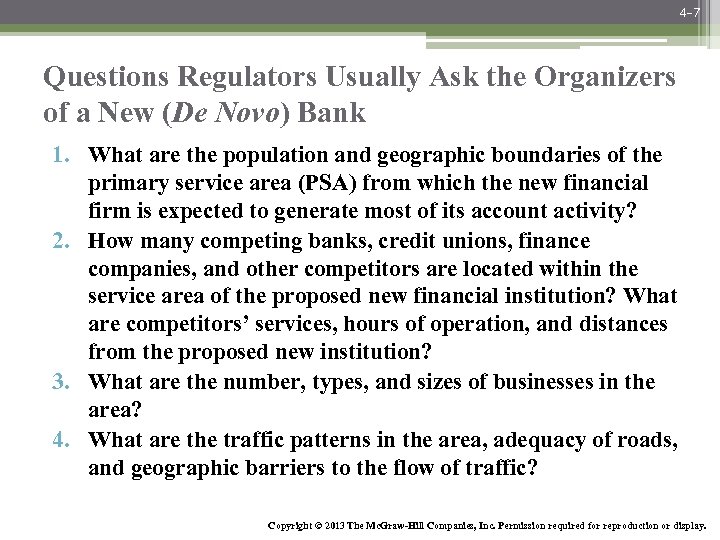 4 -7 Questions Regulators Usually Ask the Organizers of a New (De Novo) Bank