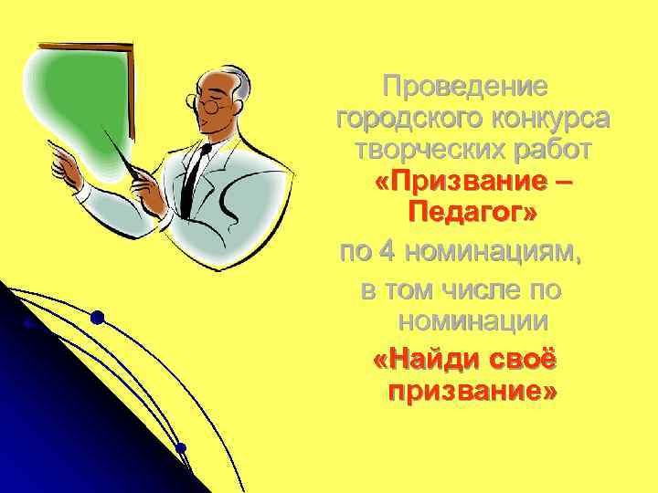 Проведение городского конкурса творческих работ «Призвание – Педагог» по 4 номинациям, в том числе