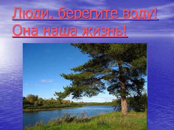 Люди, берегите воду! Она наша жизнь! 