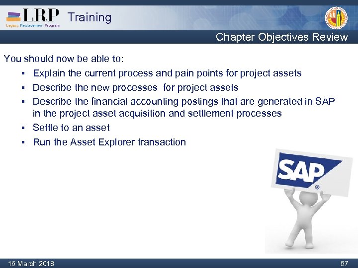 Training Chapter Objectives Review You should now be able to: § Explain the current