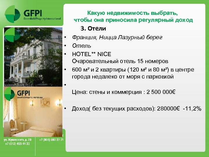 Какую недвижимость выбрать, чтобы она приносила регулярный доход 3. Отели • Франция, Ницца Лазурный