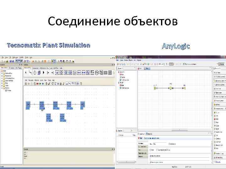 Соединение объектов Tecnomatix Plant Simulation Any. Logic 