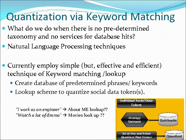 Quantization via Keyword Matching What do we do when there is no pre-determined taxonomy