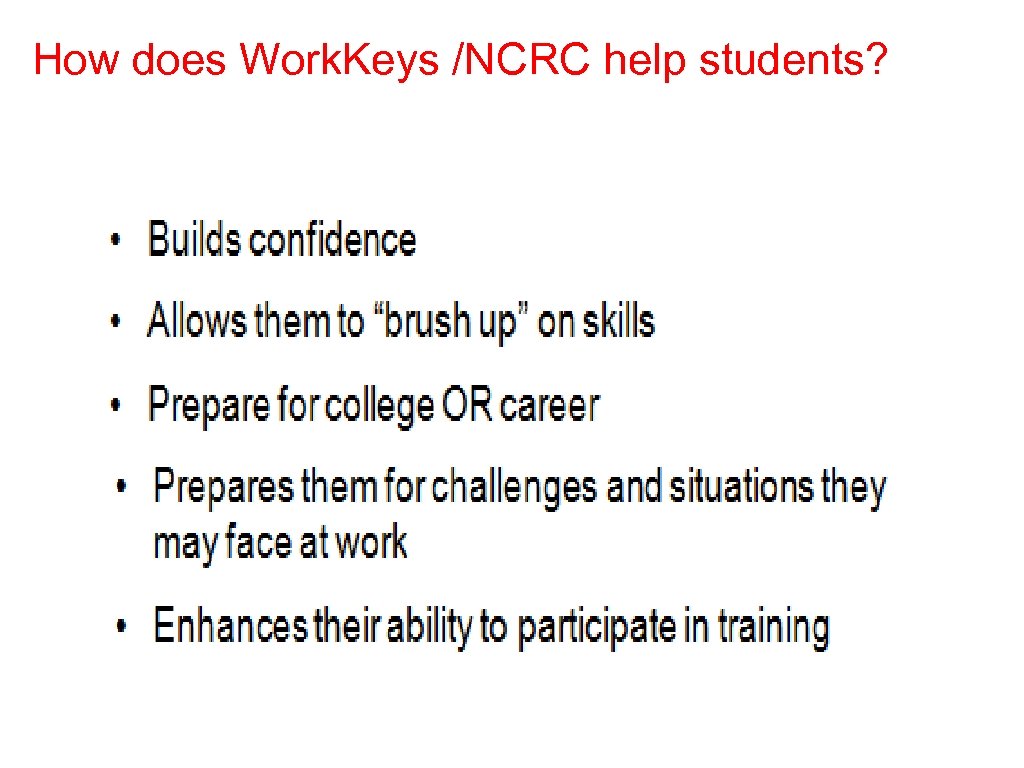 How does Work. Keys /NCRC help students? 