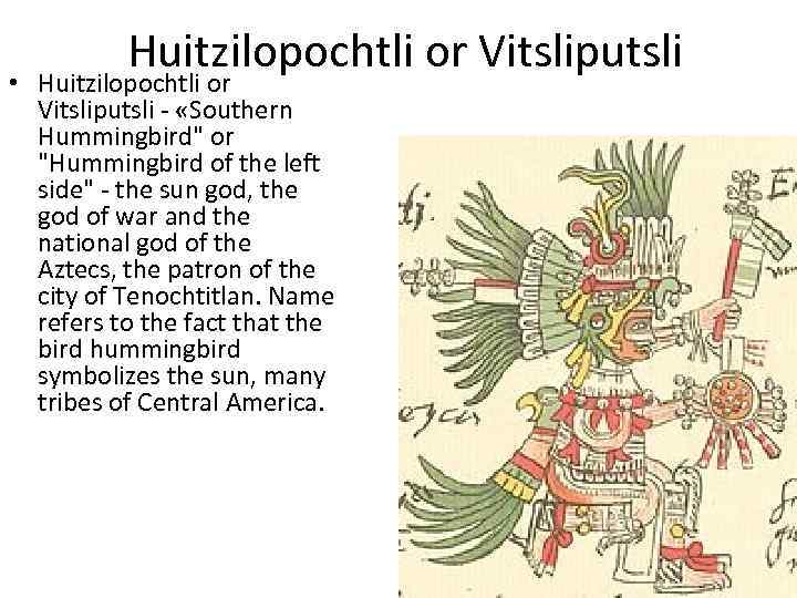 Huitzilopochtli or Vitsliputsli • Huitzilopochtli or Vitsliputsli - «Southern Hummingbird