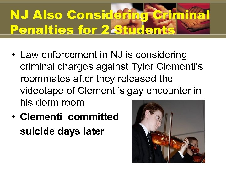 NJ Also Considering Criminal Penalties for 2 Students • Law enforcement in NJ is