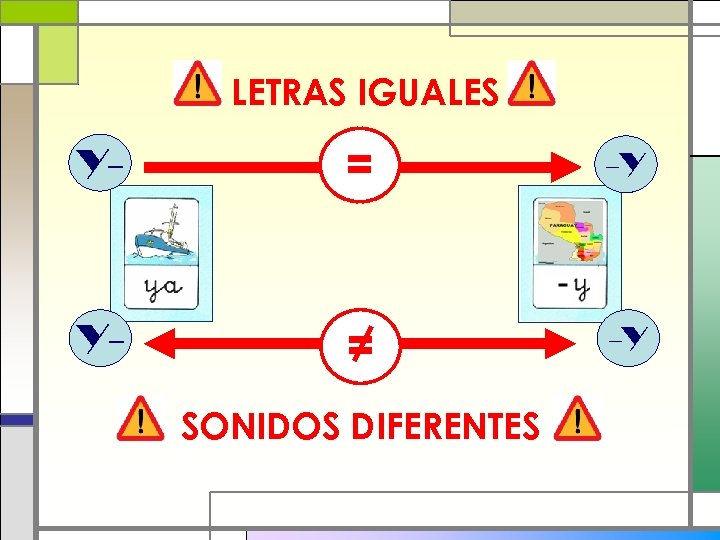 LETRAS IGUALES Y- = -Y SONIDOS DIFERENTES 