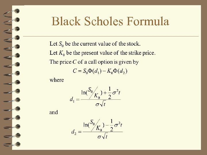 Black Scholes Formula 