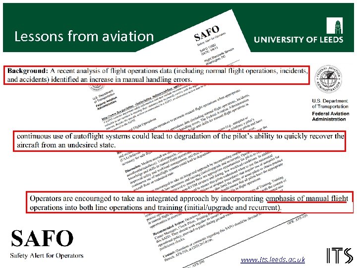 Lessons from aviation www. its. leeds. ac. uk 
