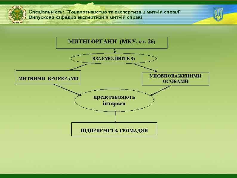 Спеціальність: “Товарознавство та експертиза в митній справі” Випускова кафедра експертизи в митній справі МИТНІ