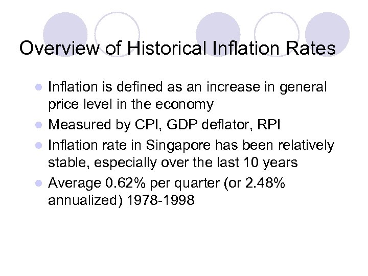 Overview of Historical Inflation Rates Inflation is defined as an increase in general price