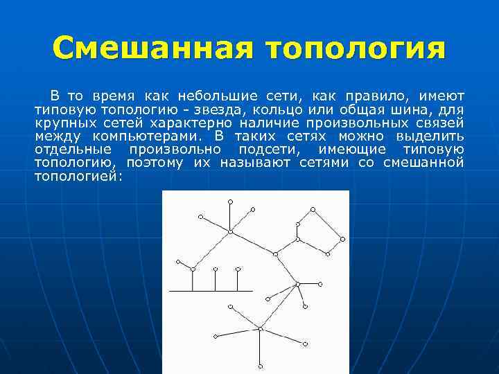 Смешанная топология В то время как небольшие сети, как правило, имеют типовую топологию -