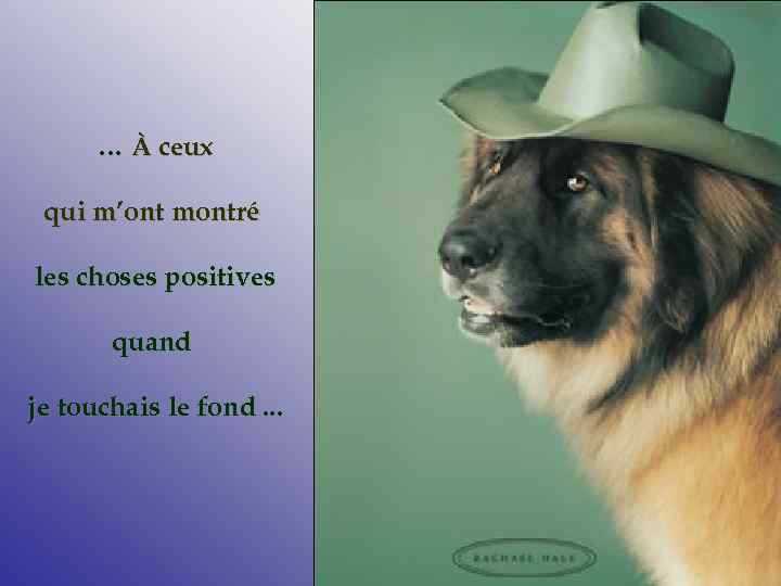 … À ceux qui m’ont montré les choses positives quand je touchais le fond.