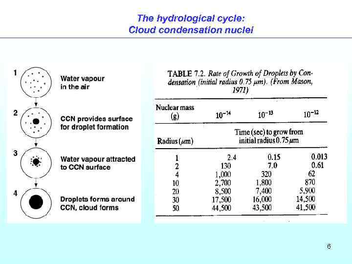 The hydrological cycle: Cloud condensation nuclei 6 