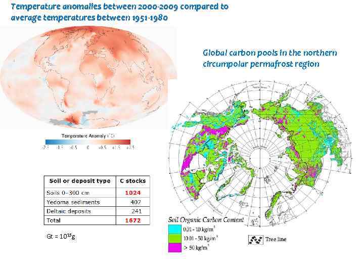Temperature anomalies between 2000 -2009 compared to average temperatures between 1951 -1980 Global carbon