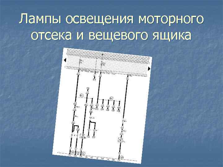 Лампы освещения моторного отсека и вещевого ящика 