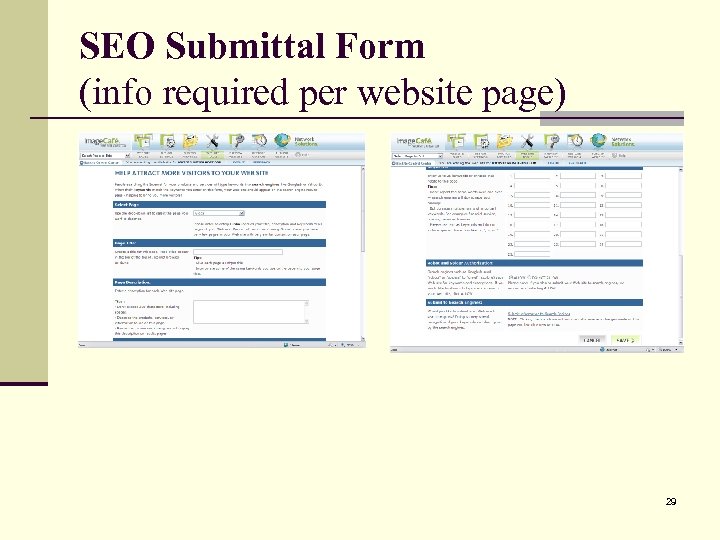 SEO Submittal Form (info required per website page) 29 