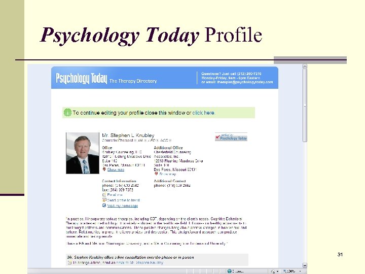 Psychology Today Profile 31 