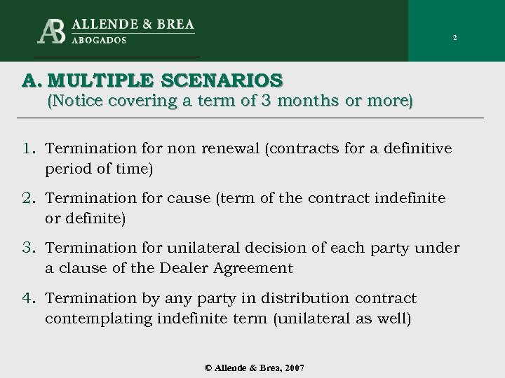 2 A. MULTIPLE SCENARIOS (Notice covering a term of 3 months or more) 1.