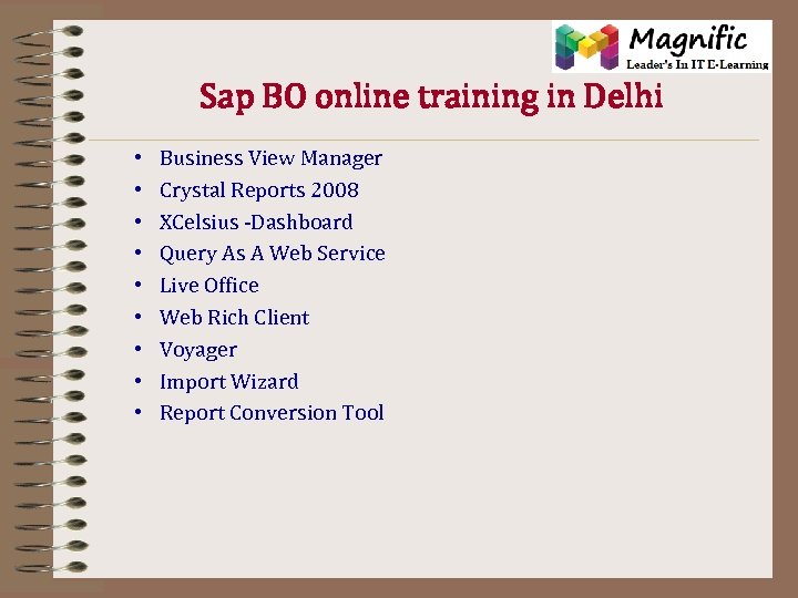 Sap BO online training in Delhi • • • Business View Manager Crystal Reports
