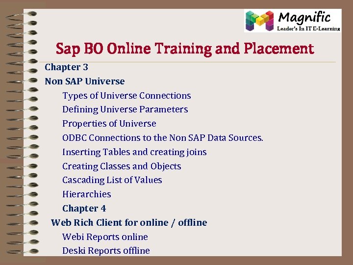 Sap BO Online Training and Placement Chapter 3 Non SAP Universe Types of Universe