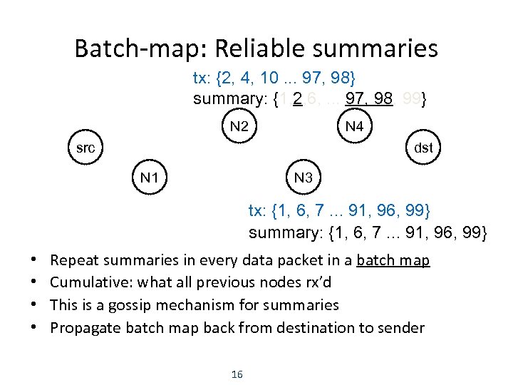 Batch-map: Reliable summaries tx: {2, 4, 10. . . 97, 98} summary: {1, 2,