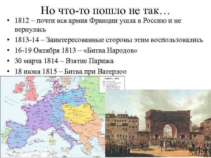 Но что-то пошло не так… • 1812 – почти вся армия Франции ушла в