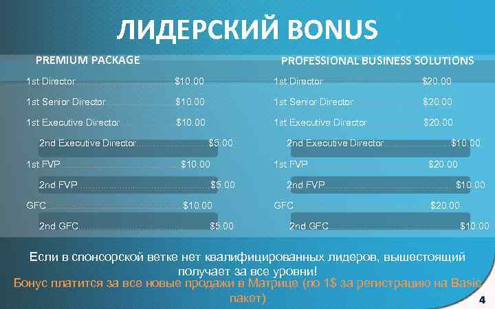 ЛИДЕРСКИЙ BONUS PREMIUM PACKAGE PROFESSIONAL BUSINESS SOLUTIONS 1 st Director. . . . .