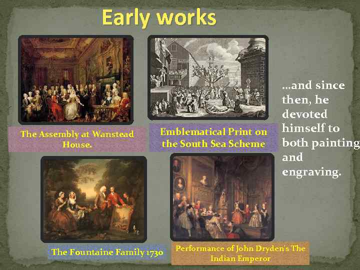 Early works The Assembly at Wanstead House. Emblematical Print on the South Sea Scheme