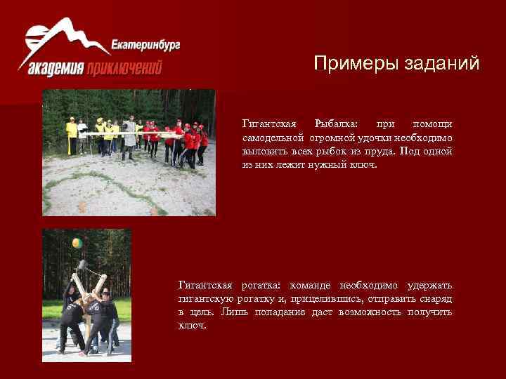 Примеры заданий Гигантская Рыбалка: при помощи самодельной огромной удочки необходимо выловить всех рыбок из